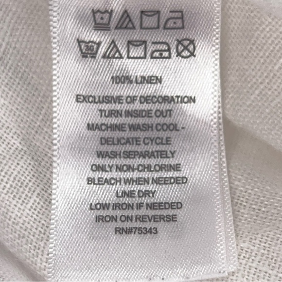 Medium Cynthia Rowley Pure Linen Pants White Wide Leg Drawstring Waist Neutral - Picture 11 of 11